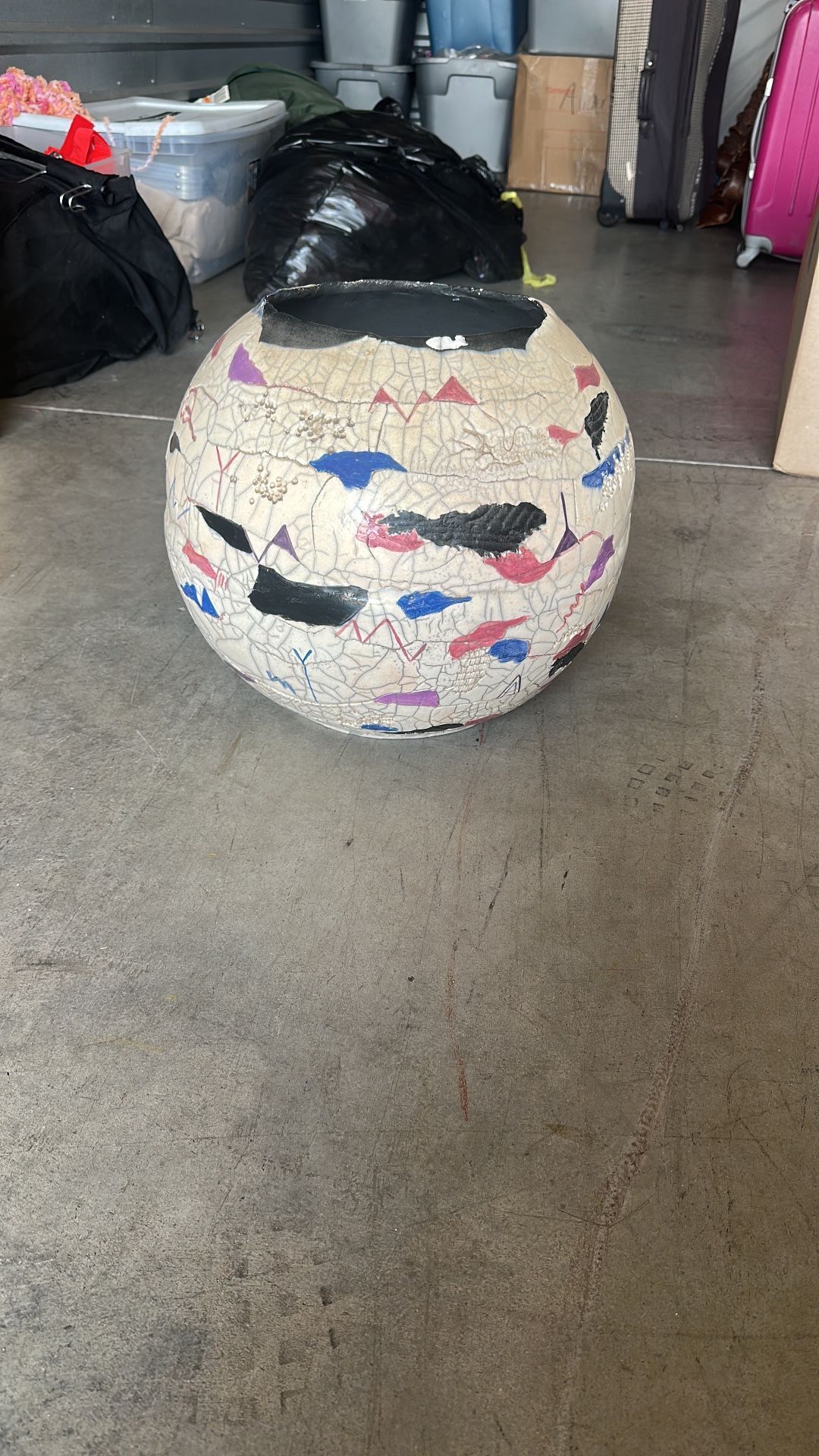 Large Spherical Ceramic Pot/ Vase