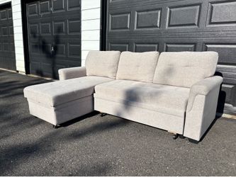 Sleeper Sectional Sofa w/ DUAL Storage — Pull-Out Bed