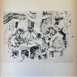 Gino Bonichi SCIPIONE 1929 Tavern Scene Fine Art Print Vintage Original Antique Italy Italian 1940’s Printed SCENA DI OSTERIA Collectible ARTIST