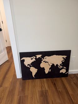 Wooden World Map Wall Art with back lighting