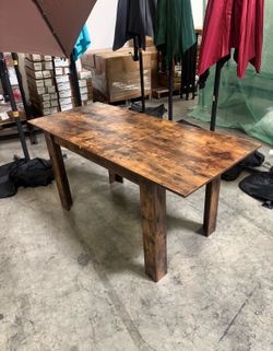 New Rustic Brown Wooden 47”-62” Extendable 4 Legs Base Dining Table