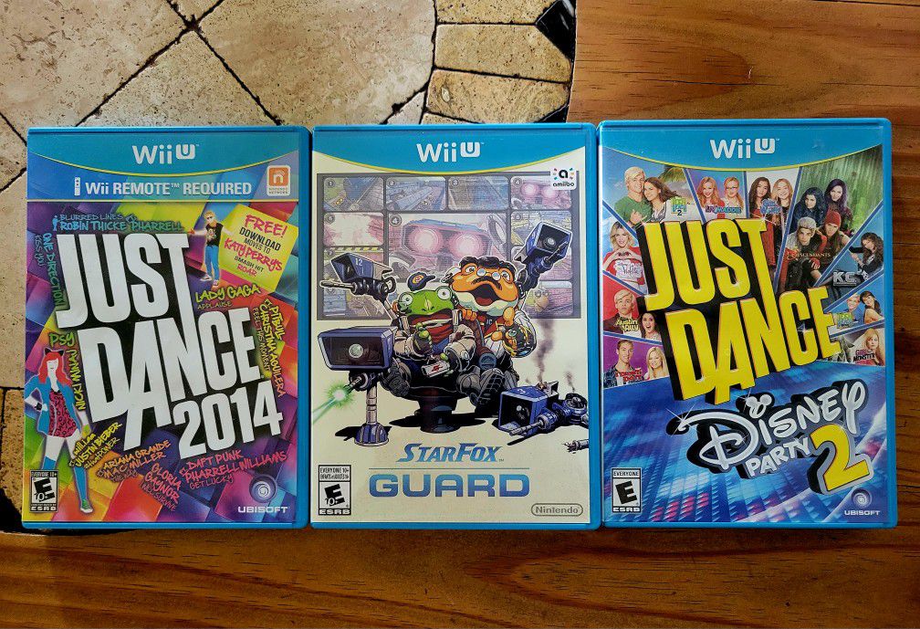 Wii U 3 Game Lot. Just Dance 2014, Just Dance Disney Party 2, StarFox Guard