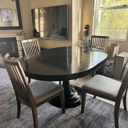 Create & Barrel Aniston Black 45" Round  Dining Table with  extension 