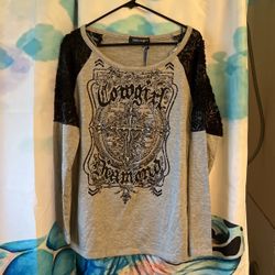 Cowgirl s & Diamonds Long sleeve Top NWT