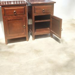 Pair of Solid Wood Nightstands – Matching Bedside Tables (As-Is)