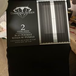 4 Black Window Panels Sheer 