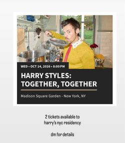 Harry Styles Together Together MSG Tickets x2