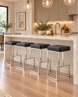 Set of 4 Modern Backless Bar Stools