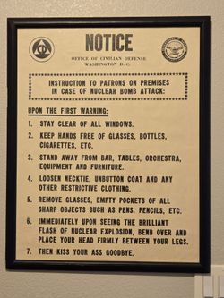 Framed Nuclear Bomb Attack Notice Poster