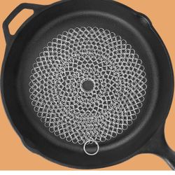 Cast Iron Cleaner, 4"x4" 316L Stainless Steel Chainmail Scrubber,Cleaner Scrubber for Griddle Skillet Dutch Oven Wok Stainless Steel Pot Cast Iron Pan
