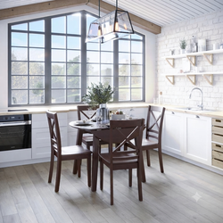Simplicity Caramel Drop Leaf Table w/ 4 X-Back Chairs