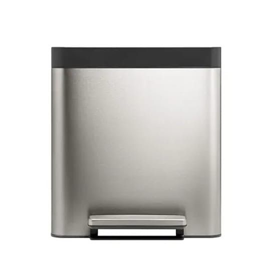 KOHLER 8 Gallon Compact Hands Free Kitchen Step Can Trash Can with Foot Pedal Quiet Close Lid Stainless Steel K 20942 ST