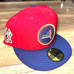 New York Yankees MLB Patriotic Exclusive New Era Gold Interior Fitted Hat 7 5/8