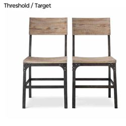 Brand New Threshold /Target Franklin Wood  Seat Dining Chairs ( SET OF 4) Weathered Gray  