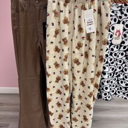 Ivory Teddy Bear Plush Lounge Pants Pajama Pants