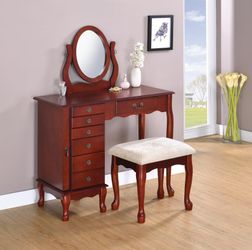 Beautiful Brown Red Vanity With Stool