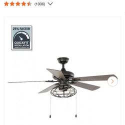 Ellard 52 in. LED Indoor Matte Black Ceiling Fan with Light