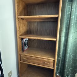Solid Oak Book Shelf And Entertainment Unit