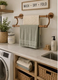 Brown Double Towel Rack – 20” Wall Mount Bathroom Towel Holder
