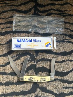 Schrade USA NAPA Gold Filters 2001 Limited Edition Pocket Knife w/ Original Box