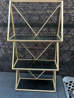 3-Tier Gold and black metal wall shelf