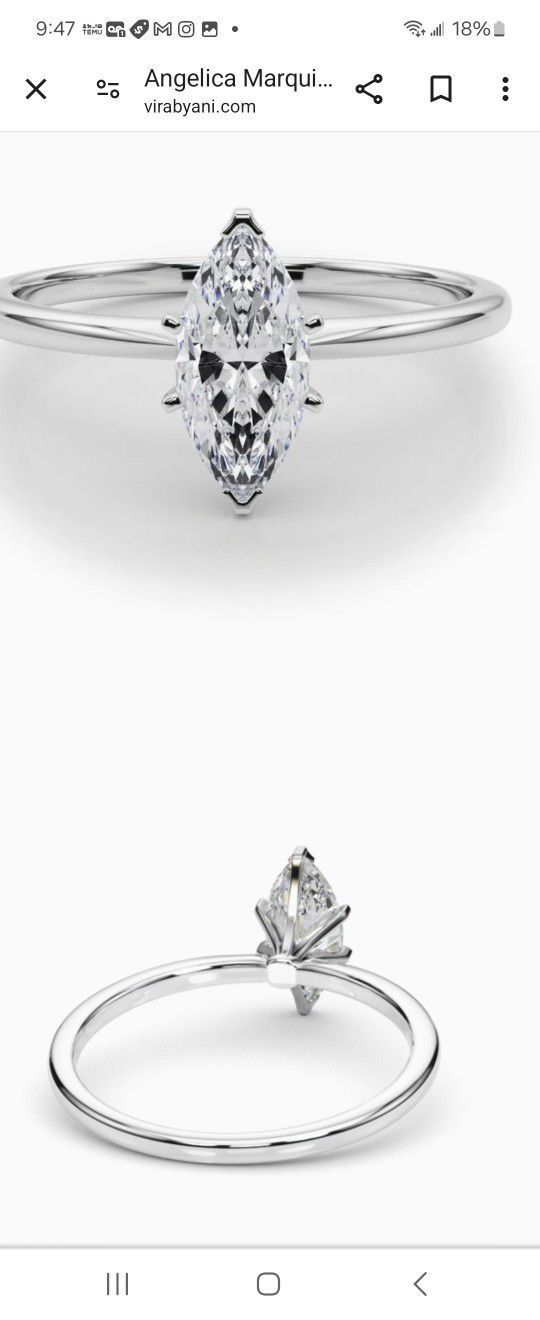 His/Hers Wedding Rings .50c H SI1 Marquis Cut Diamond