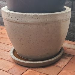 Two Concrete Outdoor Planters/Pots
