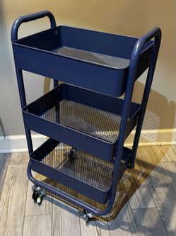 NEW 3-Tier Metal Cart w Locking Wheels