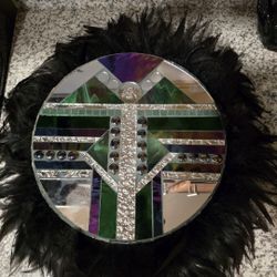 Vintage Hand Made Sun Face Feather Mirror 18" New Mexico 