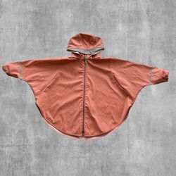 Didriksons Edlyn Kids Cape 2 Rain Poncho Jacket 110 4-5T Coral Pink Logo