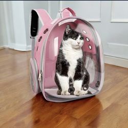  Pink-PetPack Adorable Bubble Carrying Bag for Small, Medium dogs Cats, Space Capsule Pet Park, Hiking backpack, Airline Approved Travel Carrier  