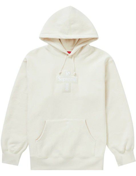 Supreme Cross Box Logo Hooded Sweatshirt Natural Size Medium
