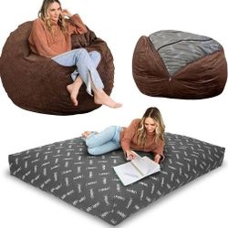 CordaRoy's Chenille Bean Bag Chair/Lounger convertible Full bed 