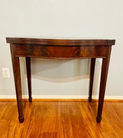 Vintage 1940s Mahogany Serpentine Entryway Console Table / Desk
