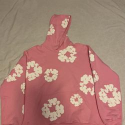 Denim Tears Pink Hoodie w/ White Flower – Size M – Brand New