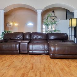 Brown Real Leather Reclining Sectional Couch Sofa - FREE DELIVERY - $649 🛋 🚚