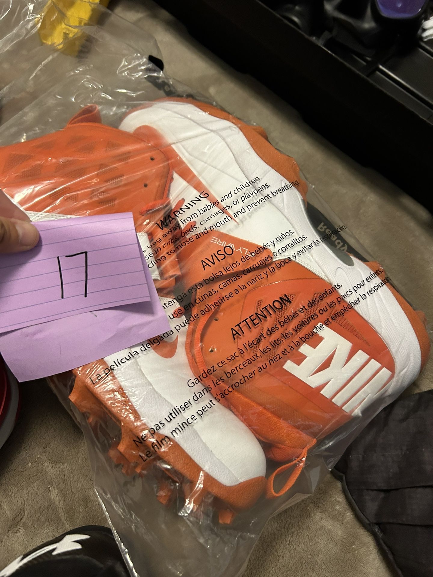 New Nike Orange Football Cleats Size 17