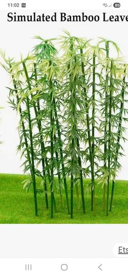 Artificial bamboo leaves with panda bear