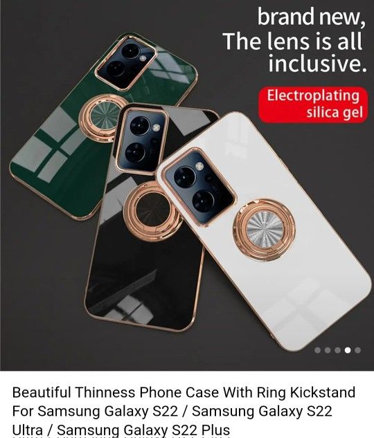 NEW Beautiful Thin Phone Case With Ring Kickstand For Samsung Galaxy S22+ / Samsung Galaxy S22 Ultra