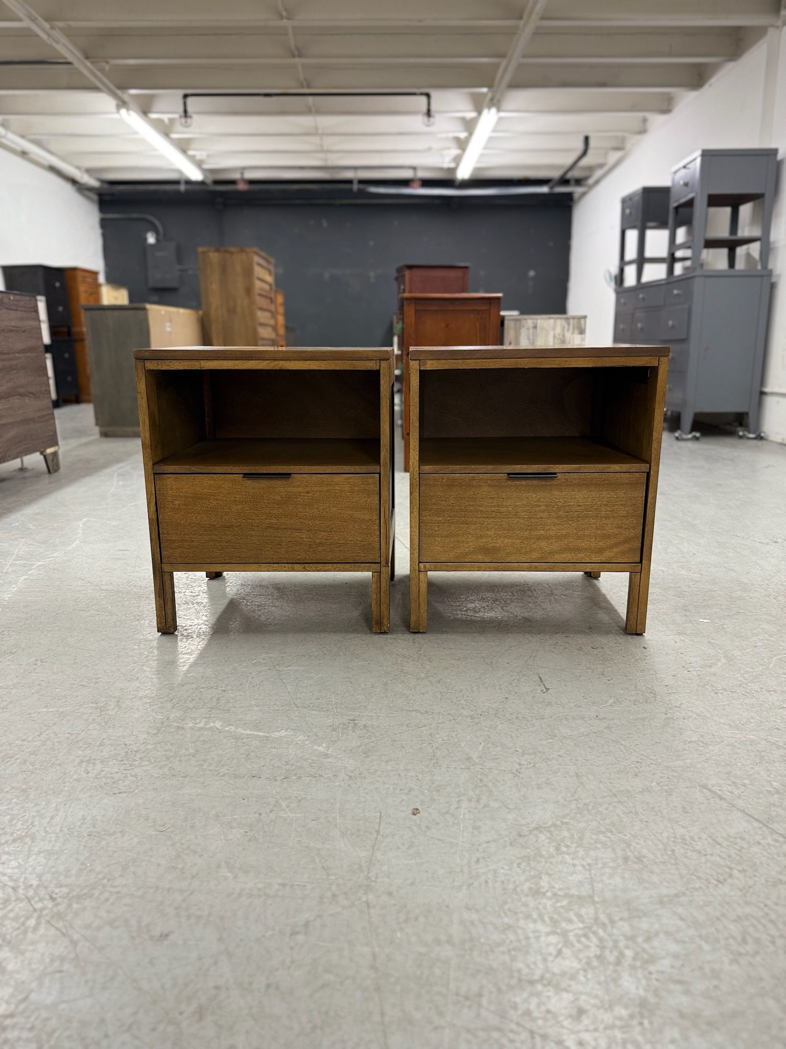 2 Beautiful Modern Brown Wood Nightstands / Nightstand Set / End Tables / Side Tables