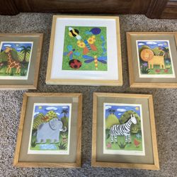 5 Framed Animal Prints 
