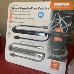 IPHONE CHARGER 2PACK TANGLE -FREE IPHONE CABLES 