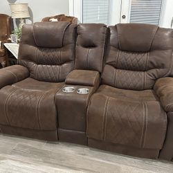 Brown Leather Sofa Set