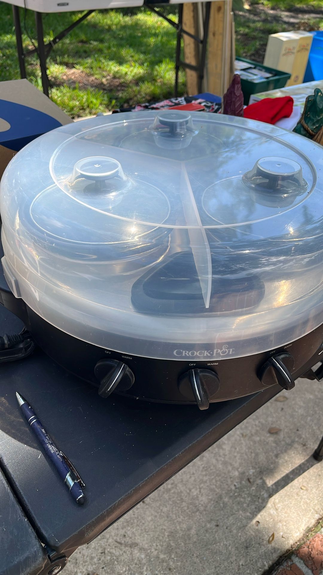 Pre-owned Crock Pot Triple Little Dipper Food Warmer Entertaining Party Service
