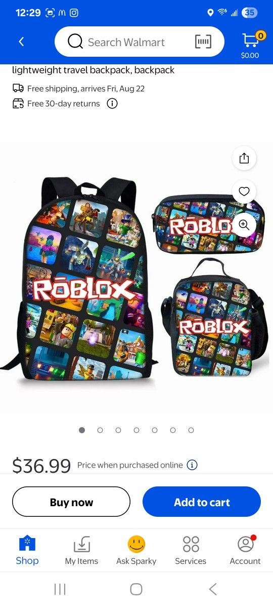 Kids Roblox backpack and lunchbox set. Brand new
