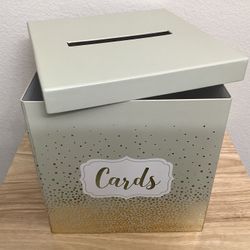 Hallmark 10" Elegant Card Receiving Box (Sage Green & Gold Dots) for Weddings, Graduations, Retirements, Birthdays, Baby Showers, Anniversaries