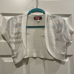 Say What White Cap Sleeve Shrug Cardigan