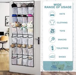 Over the Door Shoe Organizer 24 Large Mesh Pockets Hanging Shoe Organizer