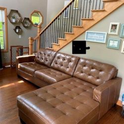 Italian Leather Brown/ Orange Contemporary Sectional Couch 👉 Brand New 💯 Delivery Available 👍