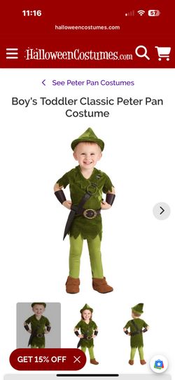 Boy's Toddler Classic Peter Pan Costume - 2-3T